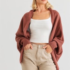 Open Front Cardigan - Brick